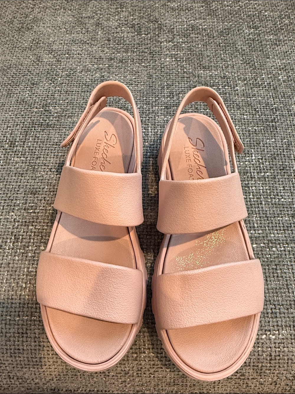 Skechers Luxe Foam Women’s Dusty Pink Dual-Strap Slingback Sandals
